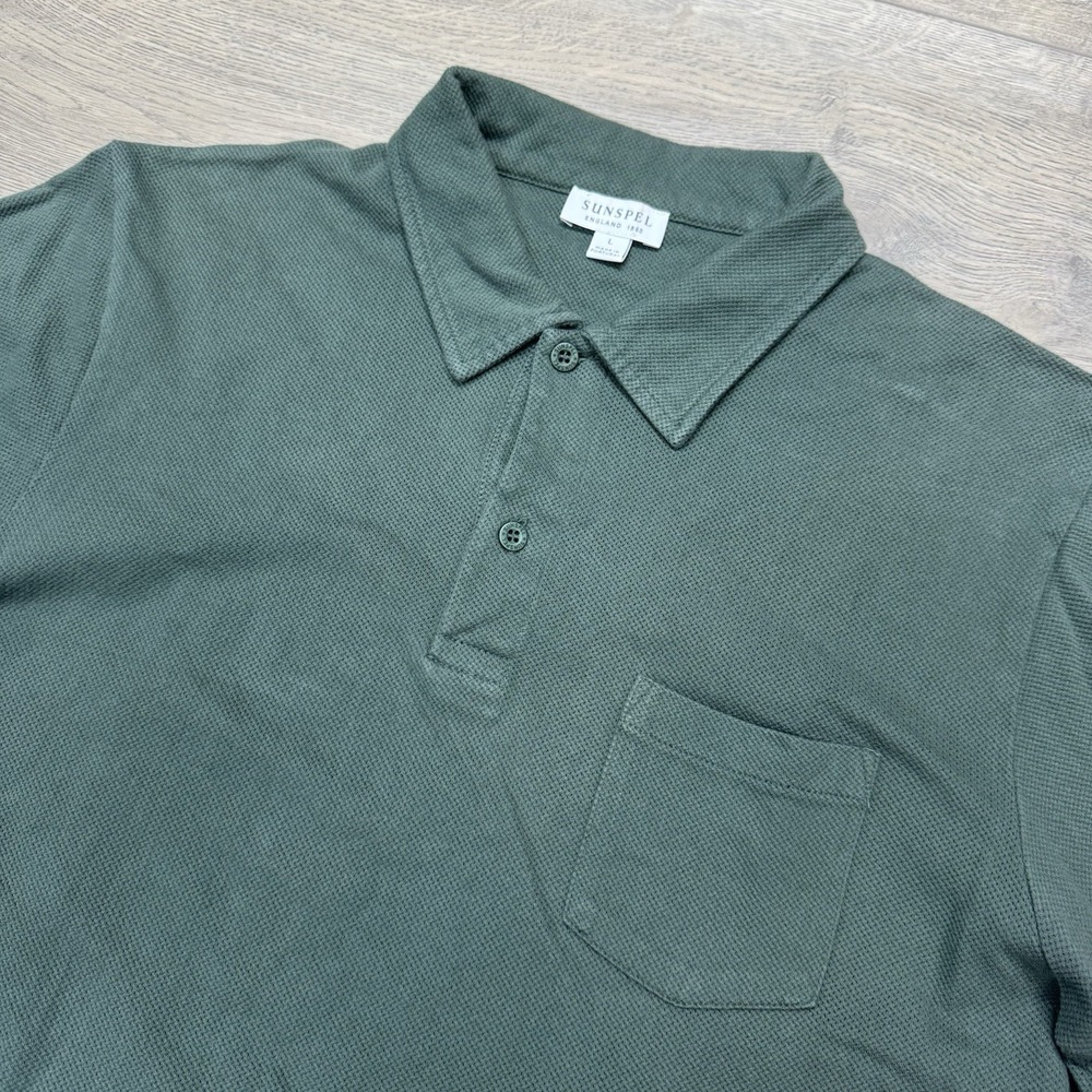Sunspel Riviera Polo S/S Men's Sz L England 1860 Green Preppy